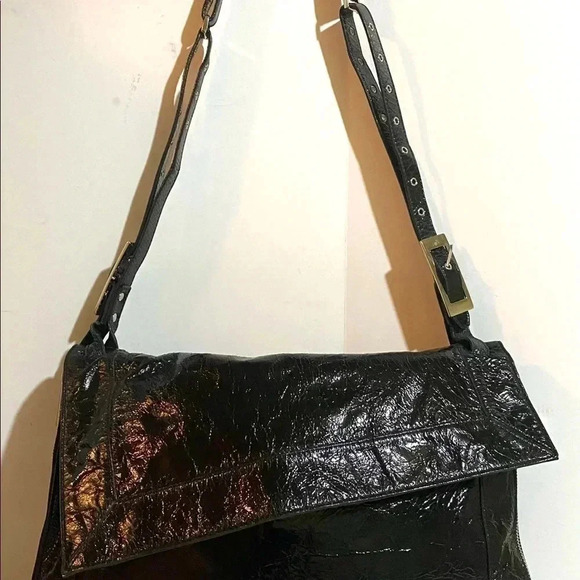 Kooba black leather patent leather shoulder handbag - Picture 14 of 16